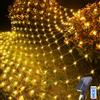 Acxilexy Luci a Rete Solare per Esterni, 1.5 M x 1.5 M 96 LEDs Rete Luminosa con 8 Modalità, Telecomando, Impermeabili Rete luminosa a LED, Tenda Fata Luci per Natale Giardino Albero Recinzione