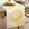 ETOLISHOP Giallo e Grigio Runner da Tavola 40X100 Runner Tavolo Primaverile Boho Dalia Runner Tavola Moderno Fiore Geometrico Stagionale Estivo Decorazione Botanica Articoli per Interni ed Esterni Vacanze