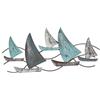 Seaside No.64 Oggetto da parete marittimo in metallo, barche a vela, 5 carotte, crema | circa 48,5 x 18 x 2 cm, adatta per tutti gli ambienti, decorazione da parete nautica, stile costiero n. 64