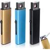 BAIFULAI Accendino elettronico, 3 pezzi, accendini elettrici con connettore USB, accensione a due lati, senza fiamma, antivento, ricaricabili, senza gas (nero, argento, blu)