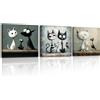 PIY PAINTING Arte Murale Su Tela, Animali Stampa Su Tela, Tre Gattini Dipinti, Quadro Da Parete Per Camera Da Letto Bagno Caffè Studio Yoga Cucina, Cornice Interna, Set Di 3, 30x30 cm