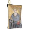 NKlaus Borsa rosario 10 x 15 cm - San Benedetto con asta a croce e libro, custodia ricamata in oro con chiusura lampo e passante per il trasporto