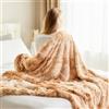 EMME - Coperta soffice 220 x 240 cm in pelliccia sintetica super morbida, accogliente, calda, reversibile, coperta in pile per divano e letto, marrone
