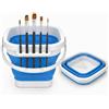 maljixm Pulitore Pennelli Silicone, Pulisci Pennelli Pittura Pieghevole, Paint Brush Cleaner Cup con Vano per Penne, Adatto a Lezioni di Arte, Sessioni di Disegno All'aperto, Blu, 1 Pezzi