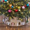 Qikam Decorazione per Albero di Natale, Gingerbread House, Base per Albero, Illuminazione LED, Collare per Albero, Riutilizzabile