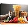 canvashop Quadri Moderni Cucina su Tela Pasta Spaghetti e Pomodori 70x50 cm | Stampa da Parete, Quadro Soggiorno, Ristorante, Pizzeria