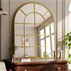 Koonmi 100 x 75 cm, specchio da parete a cupola con griglia in vetro temperato a prova di esplosione, adatto per camera da letto, ingresso, oro