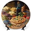 Gokays Piatti decorativi da appendere alla parete, piatti in ceramica con pittura a olio per alimenti alla scrivania, piatto oscillante con espositore, decorazione per la casa per mobili da cucina,