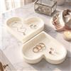 BLESWIN Confezione da 2 vassoi portagioie in silicone a forma di cuore, piccolo vassoio per collane, orecchini e chiavi, regalo di arredamento d'interni per mamma o fidanzata, beige