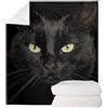 SEANATIVE Coperta in Pile di Flanella con Stampa Gatto Nero, Coperta da Letto Super Morbida, Calda, Pelosa, Leggera, Comoda per Divano, Biancheria da Letto per Soggiorno - XS