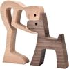 QLEUIFT 2 PCS Statua in Legno Fatta a Mano, Ornamento Intagliato in Legno a Forma di Cucciolo, Regalo Che scalda Il Cuore per Gli Amanti dei Cani, Statuetta Artigianale in Legno Piccole Decorazioni