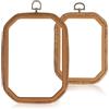 Elegaperma 2 telai da ricamo in legno | 26 x 18 cm + 15 x 11 cm, effetto legno vintage, telaio per punto croce, anello da ricamo con tessuto per fai da te e cucito