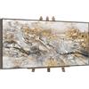 YS-Art Quadro Astratto Oro Grigio con Texture Roccia Moderne Dipinto