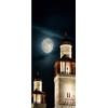 A.Monamour Adesivo Porta Autoadesiva Edifici Bianchi Con La Luna Piena Di Notte Vinile PVC Adesivi per Porte Interne 3D Pellicola Adesiva Poster Sticker Murale Parete Carta da Parati