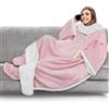 PAVILIA Coperta in pile con maniche, tasche per i piedi, per donne, uomini e adulti, calda coperta indossabile in peluche, regalo utile