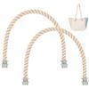 NICOLINI 2 Pz Manici O Bag, 75 cm Maniglie di Ricambio per Borsa da Spiaggia, Beige | Mini Manico in Corda Classico, Maniglie per O Bag Manici, Manici in Corda di Cotone e Canapa per Borse a Mano