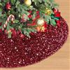 PATYDEST Gonna per albero di Natale da 91 cm, ornamenti natalizi bordeaux, ricami glitterati, paillettes, collare per albero di Natale, velluto marrone, tappeto per albero di Natale, tappetino rotondo