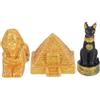 GRIRIW Set di 3 giocattoli 'Antico Egitto', piramide egiziana in miniatura, sfinge, dea del gatto, resina, decorazione, da collezione