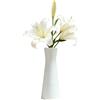 VANTOBEST Vaso da fiori conico alto 18 cm, a stelo singolo, in ceramica, piccolo bocciolo, bottiglia floreale decorativa per casa, ufficio, centrotavola, bianco