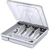 HIMAugbo Portaposate Con Coperchio, Cassetto Con 5 Scomparti, Coltello e Forchetta da Picnic, da Viaggio, 11,8 x11,8 x2,7 (White Bianca)