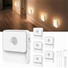 JVURICE Luce notturna con sensore di movimento, 6 pezzi, batteria ricaricabile, lampada a LED con sensore di movimento, luce interna, dimmerabile, luce bianca calda, luce notturna a LED, per cameretta dei