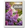 NOOGUI Cornice 20x30, Legno Bianco, Parte Frontale Antiriflesso | Per Foto, Diplomi, Poster o Puzzle, Posizionamento Verticale o Orizzontale, Spessore 2 cm