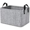 Dawumin Scatola portaoggetti in feltro grigio, 38 x 28 x 24 cm, cestino pieghevole in feltro rettangolare con 2 manici morbidi, cesto portaoggetti per vestiti, asciugamani, giocattoli, libri, coperte