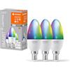 LEDVANCE Lampada LED intelligente con tecnologia WiFi, E14-base ottica opaca,Colori RGBW modificabili, colore della luce modificabile (2700K-6500K), 470 Lm,3-Confezione