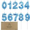 BEAN LIEVE Candele numerate da 0 a 9, confezione da 10 candele di compleanno con taglio diamante, candele per torte, decorazioni per torte per 1° - 98° compleanno, foto, feste (blu)
