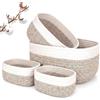 Gusmigus Set di 4 Cestino Portaoggetti Bagno - 3 Misure, Bianco. | Cestini Portaoggetti Intrecciato, Impilabile Scatola Di Immagazzinaggio In Corda Di Cotone per Bagno, Camera, Salotto.