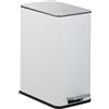 Relaxdays Pattumiera Bagno a Pedale, Cestino 10 L Secchio Interno Rimovibile e Coperchio Silenzioso, Metallo, Bianco