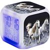 Zenithia Cavalli Sveglia Animale Sveglia Digitale Bambini Sveglia Luminosa Notturna a LED illuminata con Luce Sveglia Regali di Compleanno per Bambini Adulti