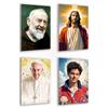 emmena - Set di 4 Calamite di Arte Sacra - San Pio, Gesù, Papa Francesco, Carlo Acutis - Adatte per qualunque superficie metallica - Magneti per Frigorifero, Lavagne, Casa e Ufficio
