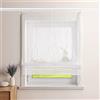 CORLIF Tenda a pacchetto per cucina, moderna, effetto lino, con motivo a onde, trasparente, con finestra corta, con velcro, larghezza 100/140 cm, colore bianco