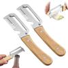 LBQUTN Set di 2 Pelapatate Multifunzione Professionale, Pela Verdure e Frutta con Manico in Legno Ergonomico, Coltello per Julienne in Acciaio Inox e Apribottiglie Integrato per Cucina