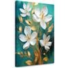 Feeby Stampa su Tela - Quadri Moderni Soggiorno - Quadro Camera Da Letto - Fiori bianchi dipinti su sfondo - 40x60 cm - Decorazioni Parete