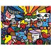 Social Crazy Stampa in Tela Canvas 100% QUALITà ITALIA - Romero Britto - BRITTO GARDEN - effetto Dipinto Idea Regalo Casa quadro cucina stanza da letto soggiorno (69X53)