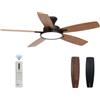 JR BRO 132cm Ventilatore da Soffitto con Luce LED Dimmerabile e Telecomando, Motore DC Silenzioso, 5 Pale Reversibili Legno/Nero, Circolazione Aria per Soggiorno, Sala da Pranzo e Camera da Letto