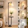Hlieeosfcn Lampada da Terra con Mensola, 3 Temperature Colore, Stelo Girevole a 350° | 160cm Piantana Attacco E27, Paralume Inclinabile 120°, Cavo 208cm con Interruttore a Pedale, per Soggiorno Camera da Letto