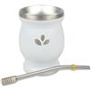 Delicatino - Kit Mate Natural Green + Bombilla 17 cm in acciaio inox, tazza opaca bianca 200 ml, set da tè mate, tazza termica a doppia parete, tè Yerba Mate, peso leggero, caldo o freddo