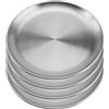 MUKCHAP 4 piatti da portata in acciaio inox da 30,5 cm, piatti da portata in metallo, piatto da campeggio argentato per campeggio, barbecue, bistecca, insalata snack