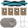 Tidevib Robot Aspirapolvere Ricambi Set Per Cecotec Per Conga 15090 16090 AI SpinArm Home&Wash, Spazzola Laterale Principale, Panno Mocio, Sacchetti per la Polvere per Pulizia Efficace