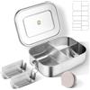 GOLDEN KEY Contenitore per il pranzo in acciaio inox, 1400 ml, per adulti, in acciaio inox, con scomparti e anello in silicone, per il pranzo, per il lavoro, picnic e viaggi