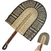 Muzrunq Ventaglio da parete in rafia intrecciata a mano, 28x50 cm, ventaglio in paglia con motivi di ispirazione africana, decorazione domestica fibra naturale per soggiorno, bar, matrimonio