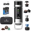 ALNOTEC Macchina espresso portatile, 20 bar, ricaricabile, 2 batterie rimovibili incluse, macchina da caffè portatile, auto-riscaldante, compatibile con capsule NES, DG & Caffè macinato, custodia per