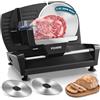 FOHERE Affettatrice Elettrica da Casa 200W Motore DC, 2 Lame 19cm | per Salumi, Pane, Formaggio, Spessore Regolabile 0-15mm, Piccola & Silenziosa