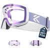 KAPVOE Maschera da Sci Fotocromatica Magnetica OTG Lente Trasparente K718 | Maschera Snowboard Uomo Donna, Lenti Intercambiabili Magnetiche, Antinebbia, Compatibile con Casco per Sci e Sport Invernali
