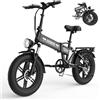 HiQiS Bicicletta Elettrica 20 x 4.0, Motore 250W, 7 Velocità, Batteria Rimovibile da 48V 15Ah / 17.5Ah, Autonomia di 50-90 km, Bici Elettrica Doppia Sospensione, E-Bike per Adulti e Adolescente
