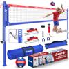 Patiassy Rete da pallavolo professionale resistente per cortile all'aperto | Verricello in acciaio anti-abbassamento, pali in alluminio antiruggine, rete rinforzata da 9 m, 3 altezza regolabile