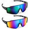 Jecdfs Occhiali da sole sportivi da uomo donna UV400 protezione lenti specchio corsa bicicletta MTB ciclismo trekking sci corsa pesca golf retrò